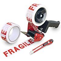 Rapesco 1618 960 Dispensador de Cinta de Embalaje con 2 Rollos de Cinta Fragile y Cúter